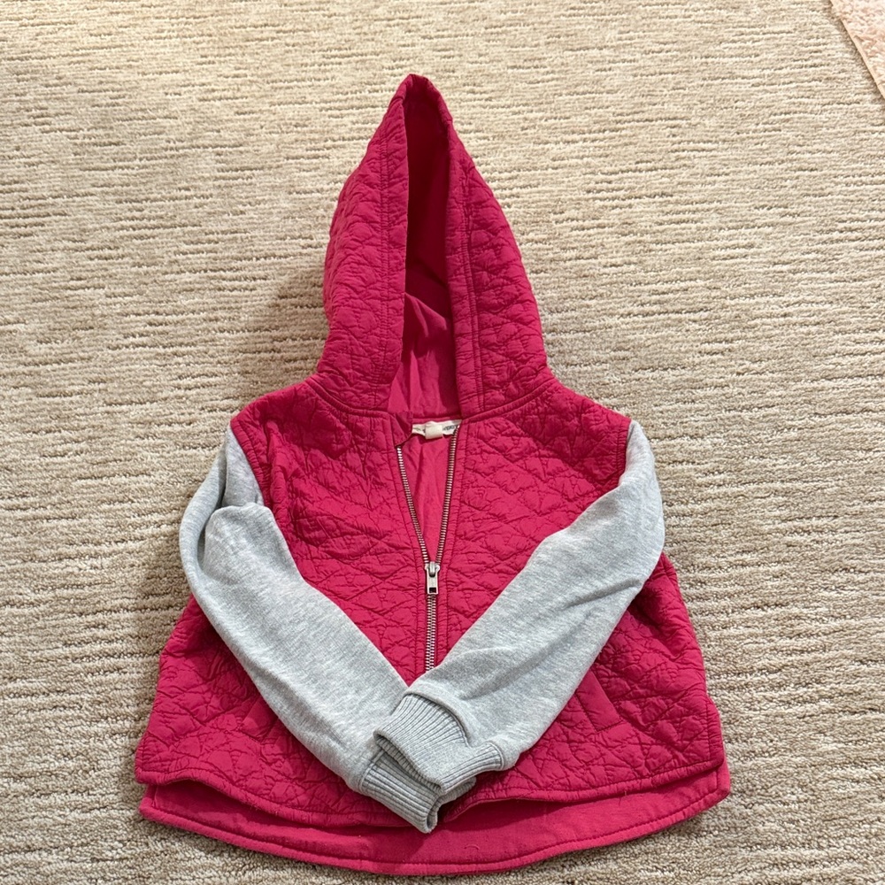 Kids Pink and Gray Quilted Hoodie